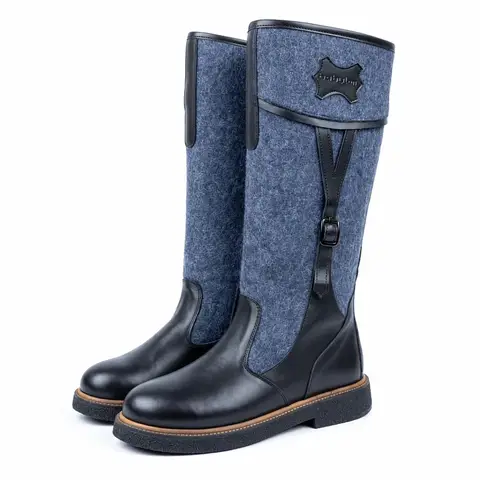 Women's winter boots in felt and leather Cloud-11