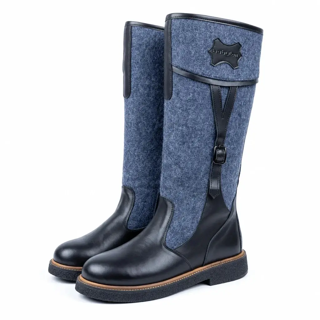 Women's winter boots in felt and leather Cloud-11