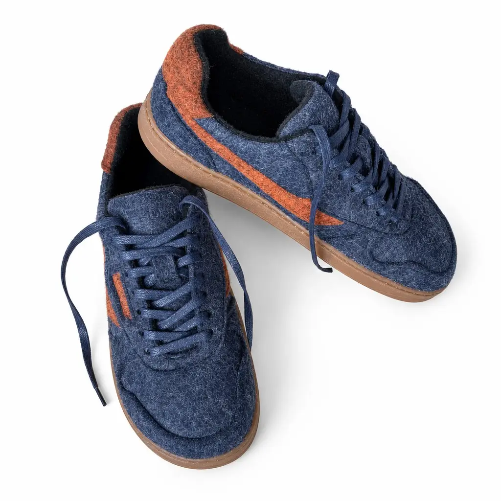 Men's Italian felt sneakers Alen-V-13, blue, photo 3