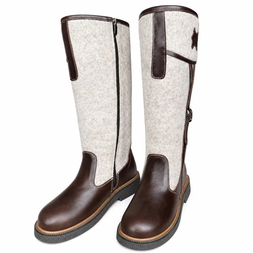 Women's winter boots in felt and leather Cloud-84, brown, photo 3