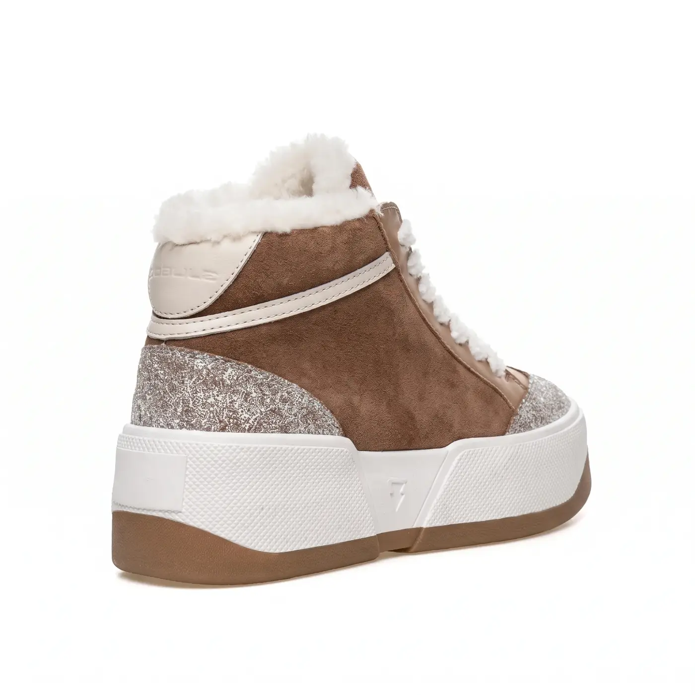 Women's fur-lined high-tops in nubuck and leather Eclipse-64, brown, photo 2