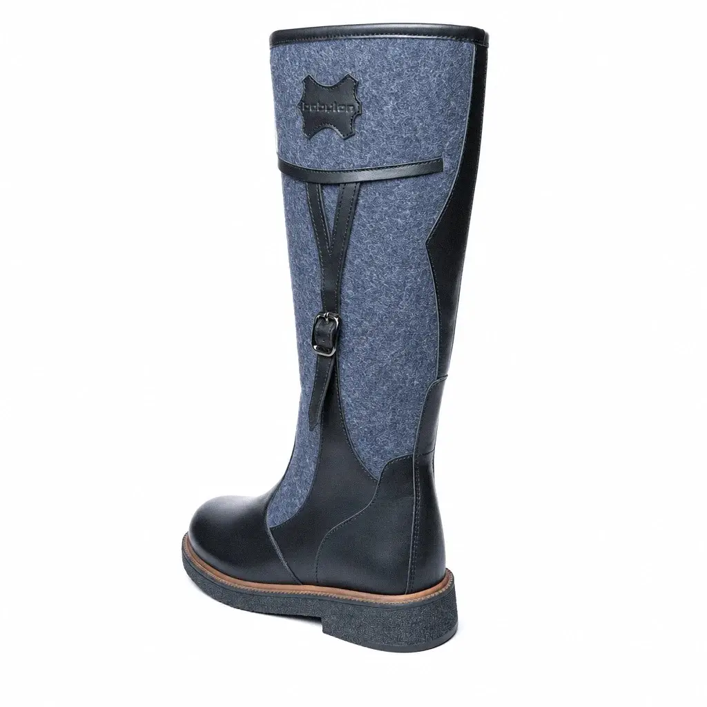 Women's winter boots in felt and leather Cloud-11, blue, photo 4