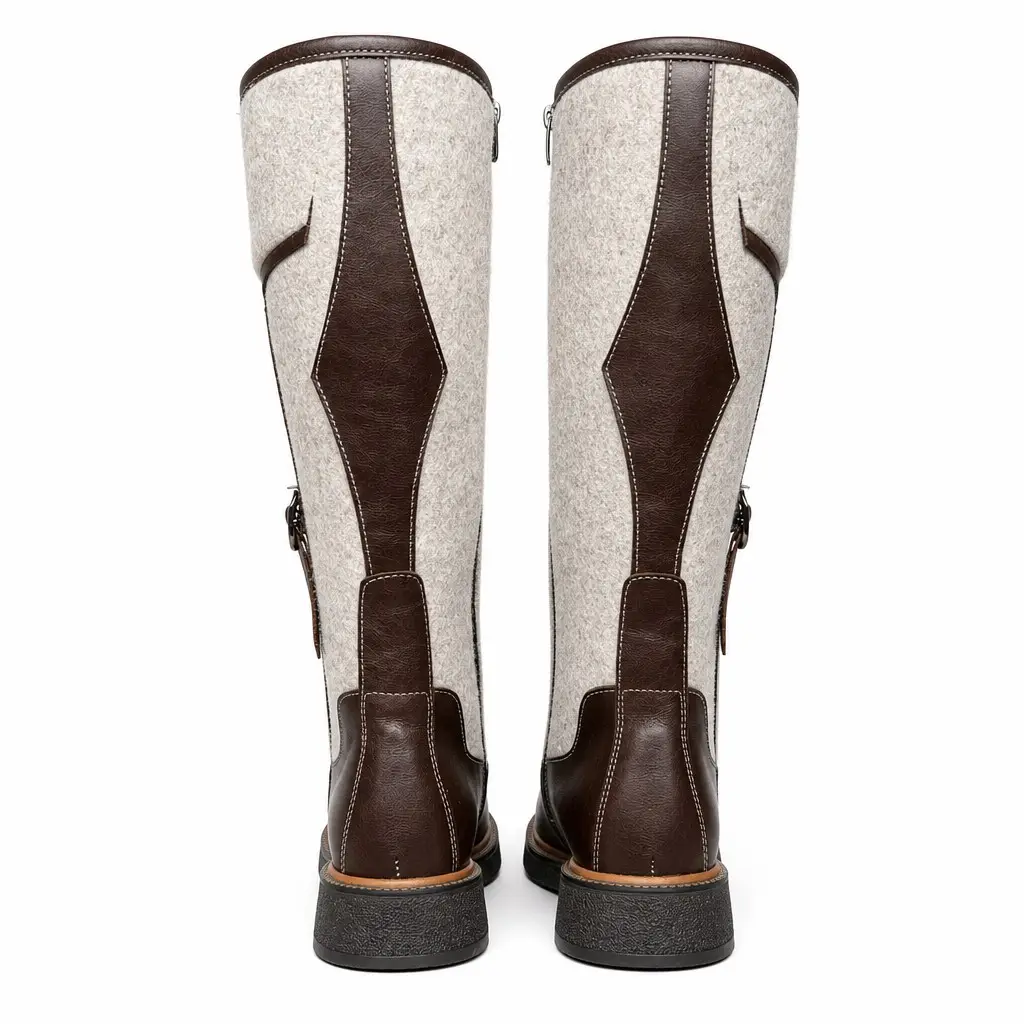 Women's winter boots in felt and leather Cloud-84, brown, photo 4