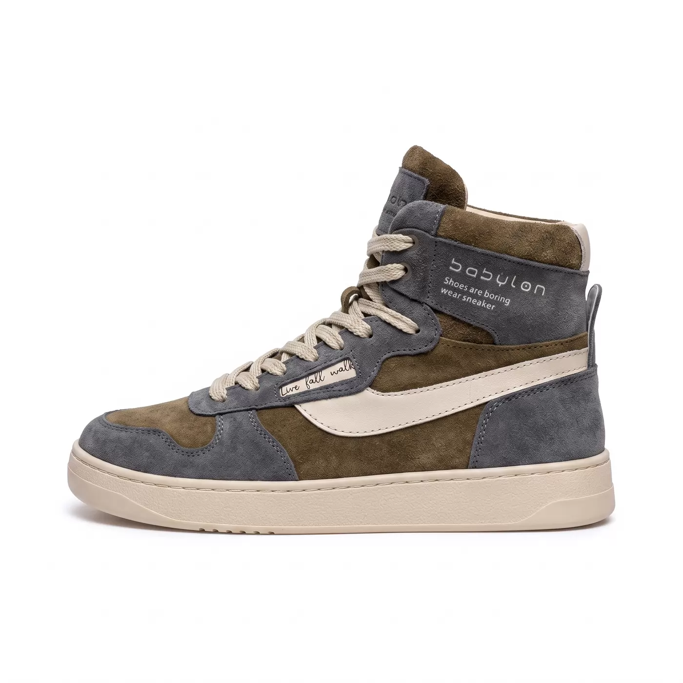Women's high-top sneakers in nubuck and leather Alen-78-X, khaki, photo 6