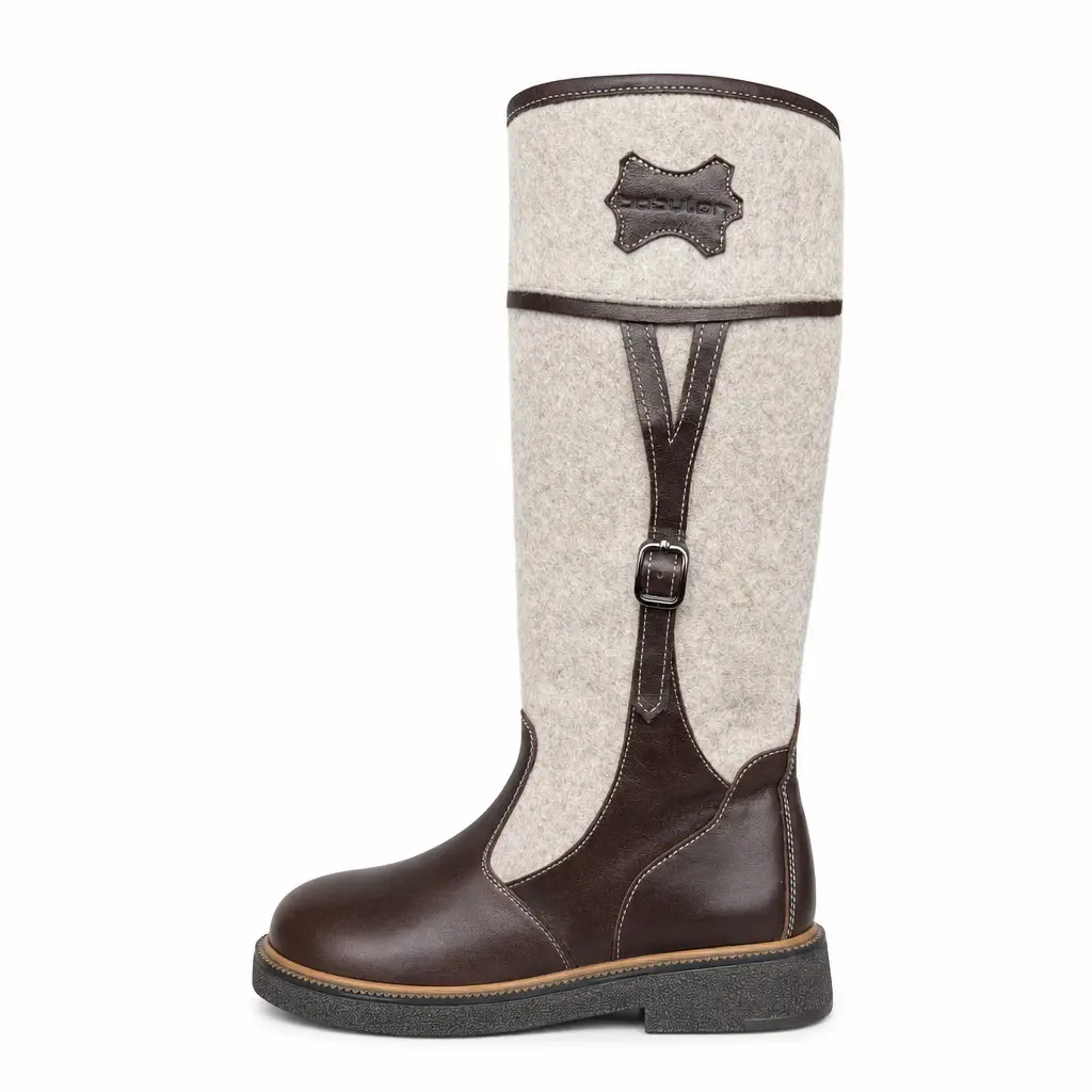 Women's winter boots in felt and leather Cloud-84, brown, photo 2