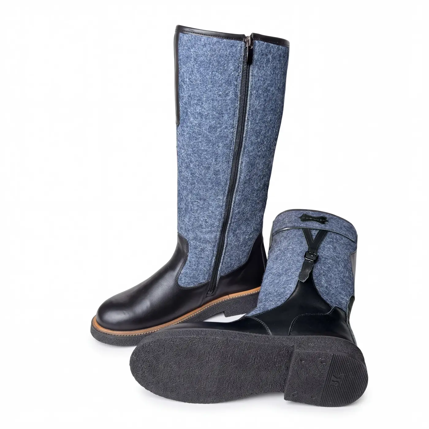 Women's winter boots in felt and leather Cloud-11, blue, photo 3