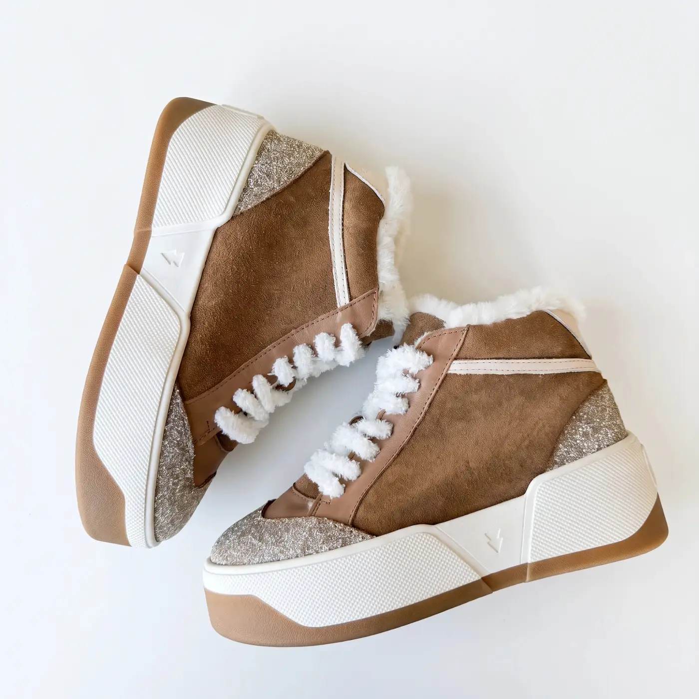 Women's fur-lined high-tops in nubuck and leather Eclipse-64, brown, photo 3