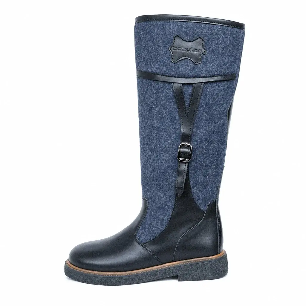Women's winter boots in felt and leather Cloud-11, blue, photo 2