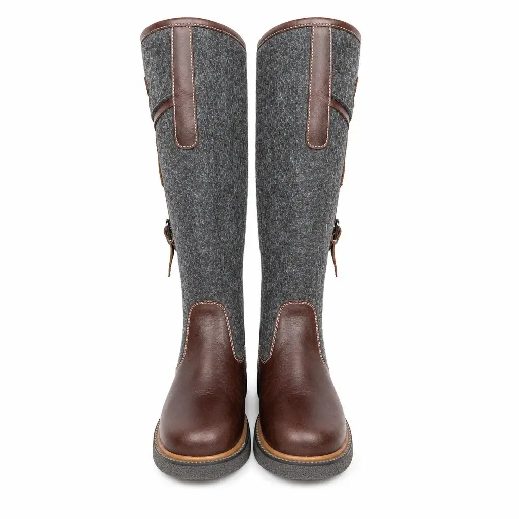 Women's winter boots in felt and leather Cloud-72, grey, photo 3