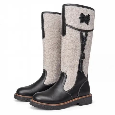 Women's winter boots in felt and leather Cloud-64