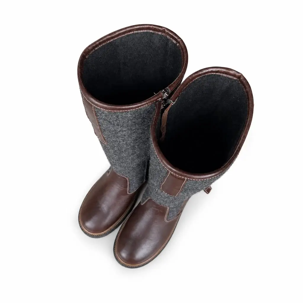 Women's winter boots in felt and leather Cloud-72, grey, photo 5