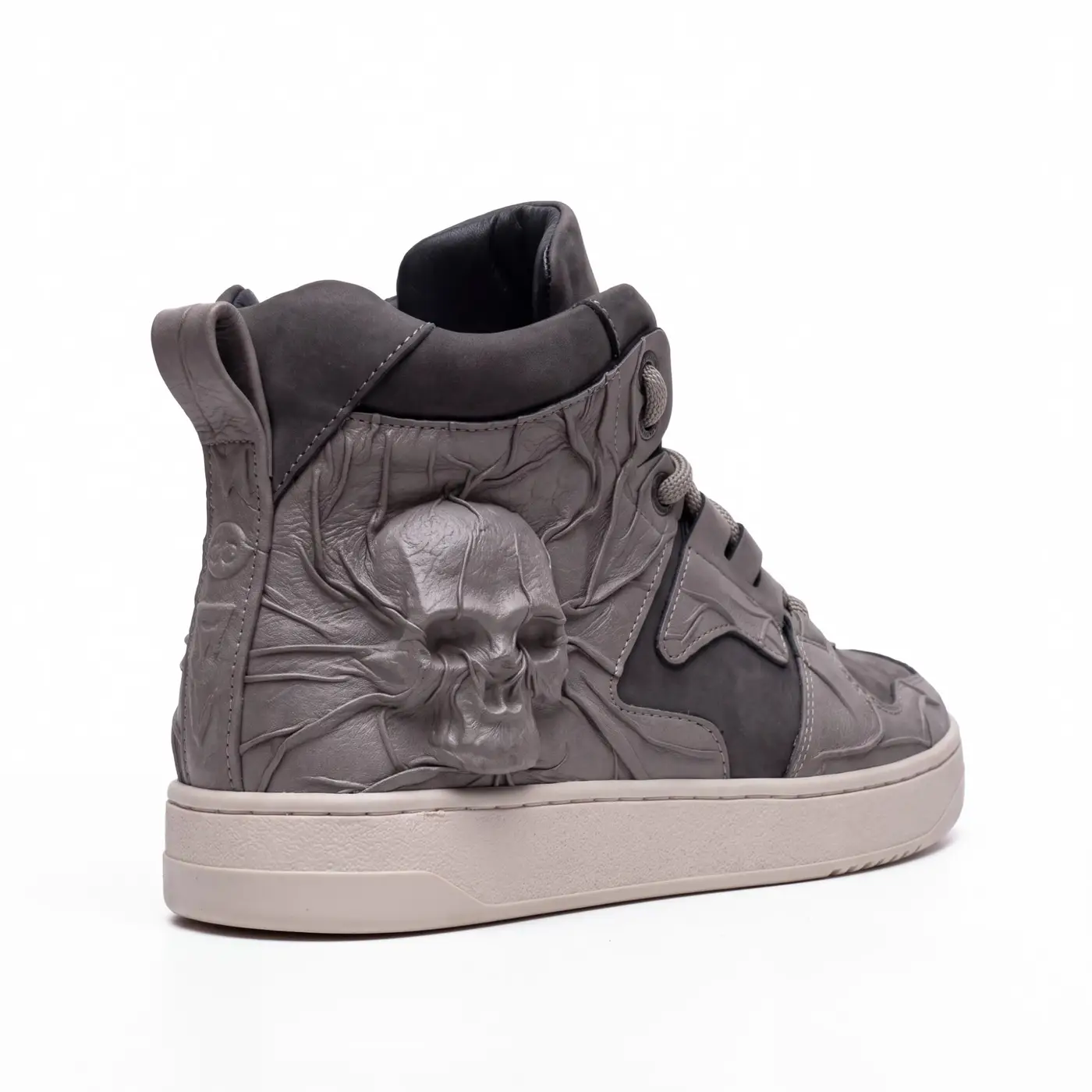 Мужские высокие кеды из нубука и кожи GRIM Grey, серый, фото 3