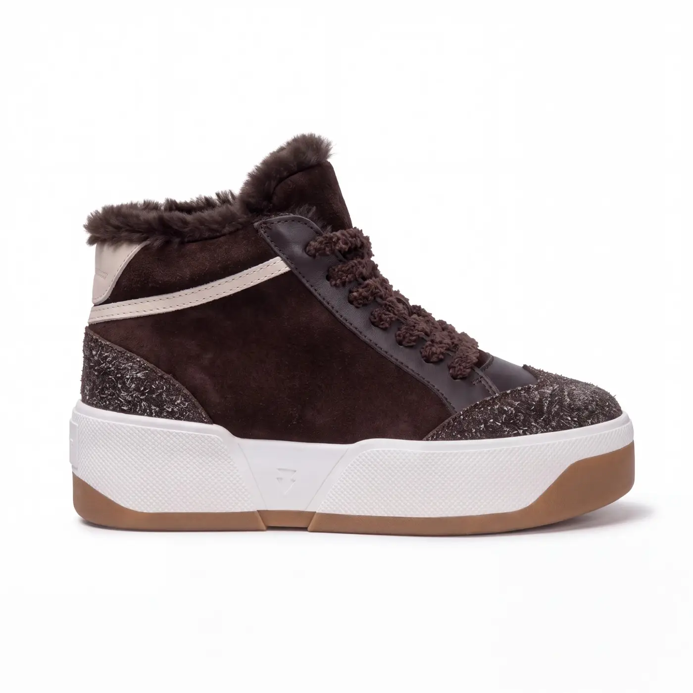 Women's fur-lined high-tops in nubuck and leather Eclipse-104, brown, photo 2