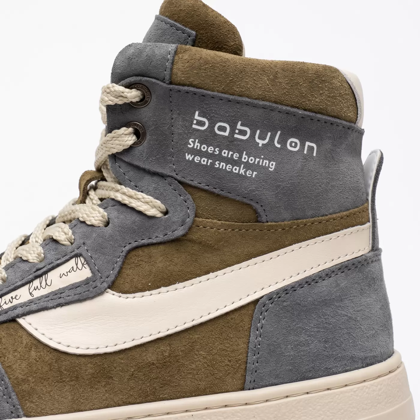 Women's high-top sneakers in nubuck and leather Alen-78-X, khaki, photo 5