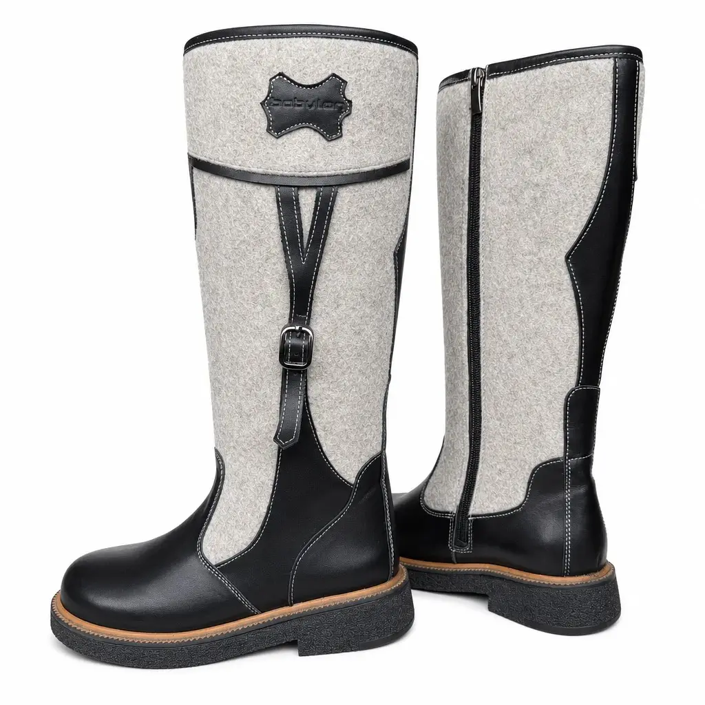 Women's winter boots in felt and leather Cloud-64, grey, photo 3