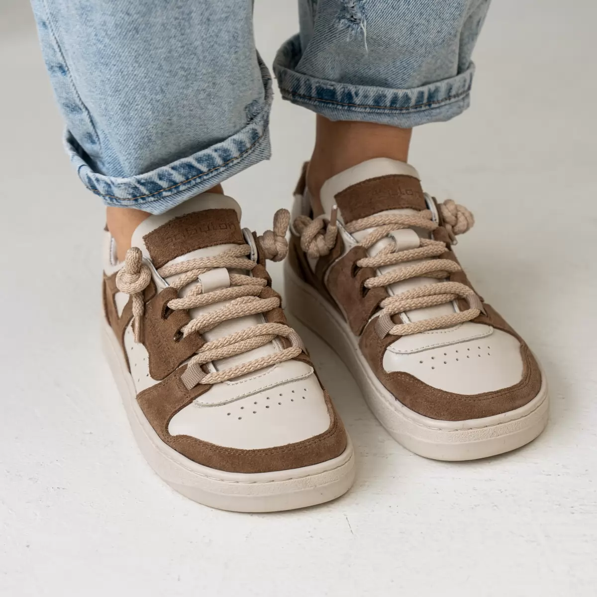 Women's sneakers in combination leather Space-94, beige, photo 9