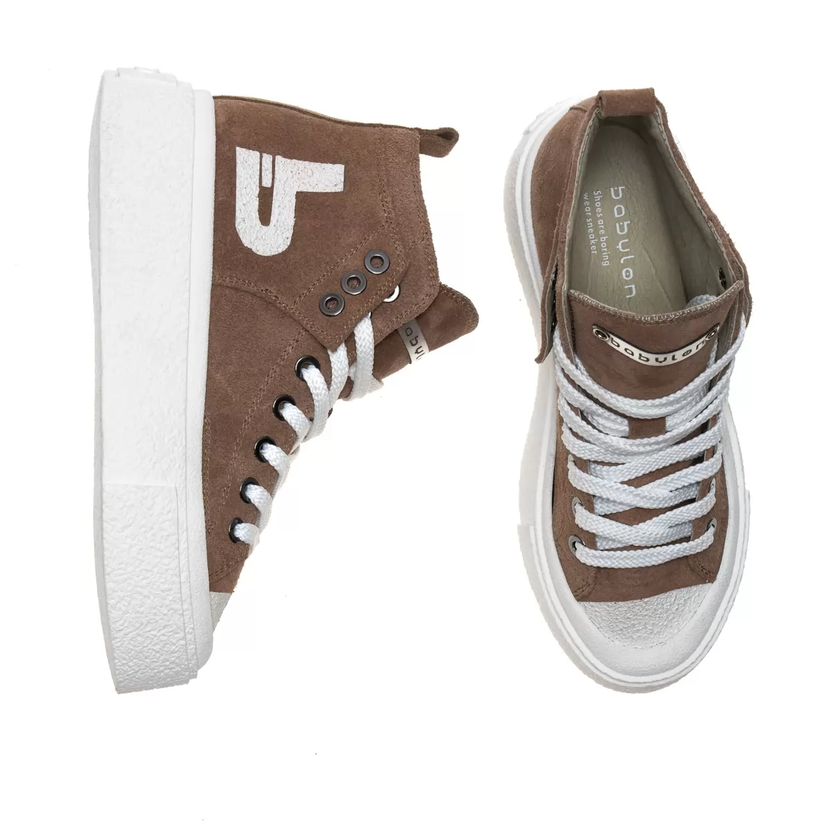 Women's high-top nubuck sneakers Savage-14, brown, photo 6