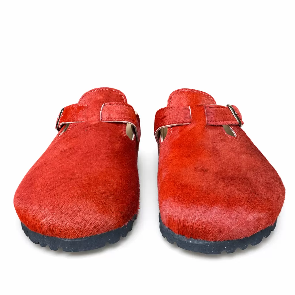 Women's sandals in leather and pony hair ARDEN-99, red, photo 2