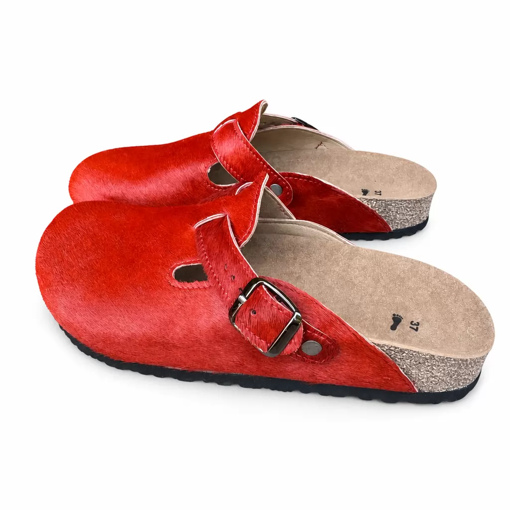 Women's sandals in leather and pony hair ARDEN-99, red, photo 3