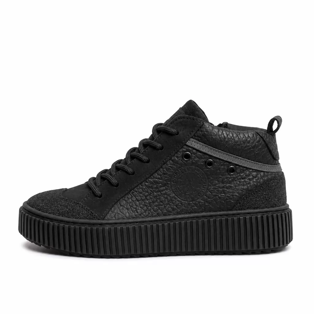 Men's high-top leather sneakers Eclipse-01, black, photo 5
