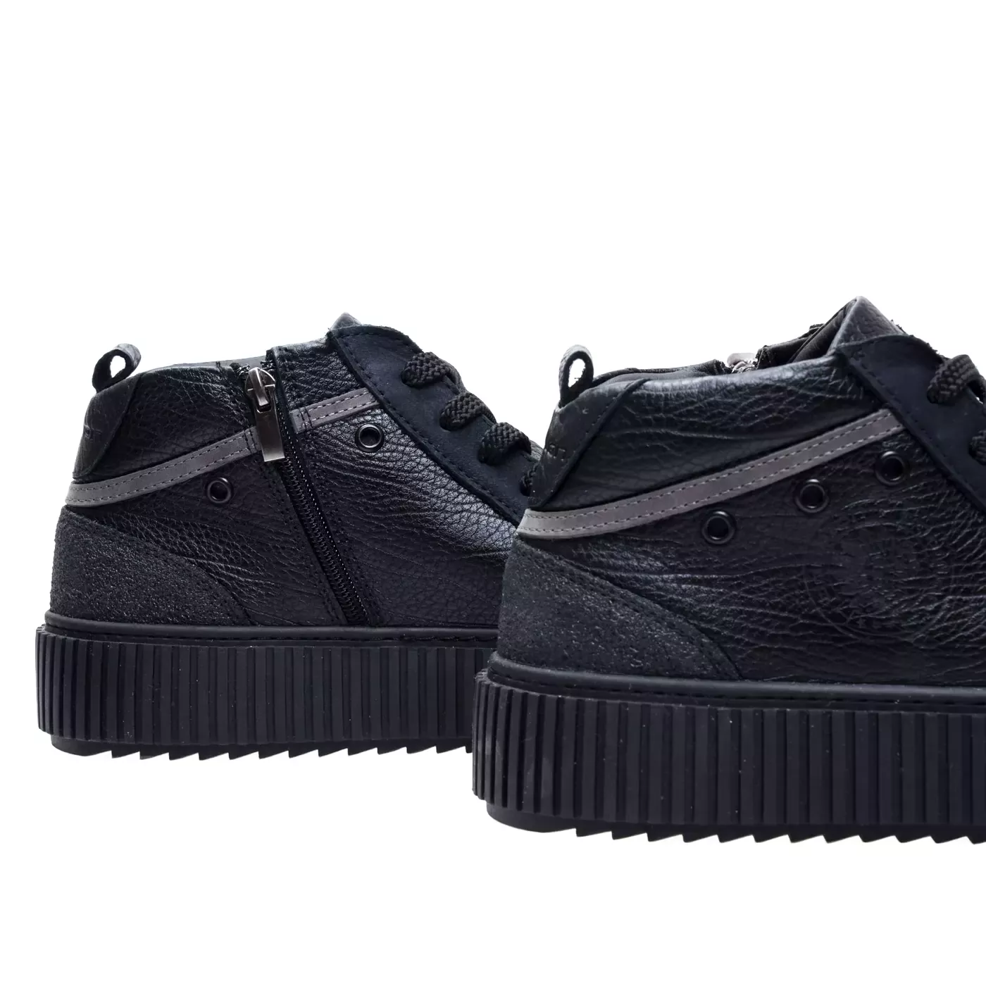 Men's high-top leather sneakers Eclipse-01, black, photo 4