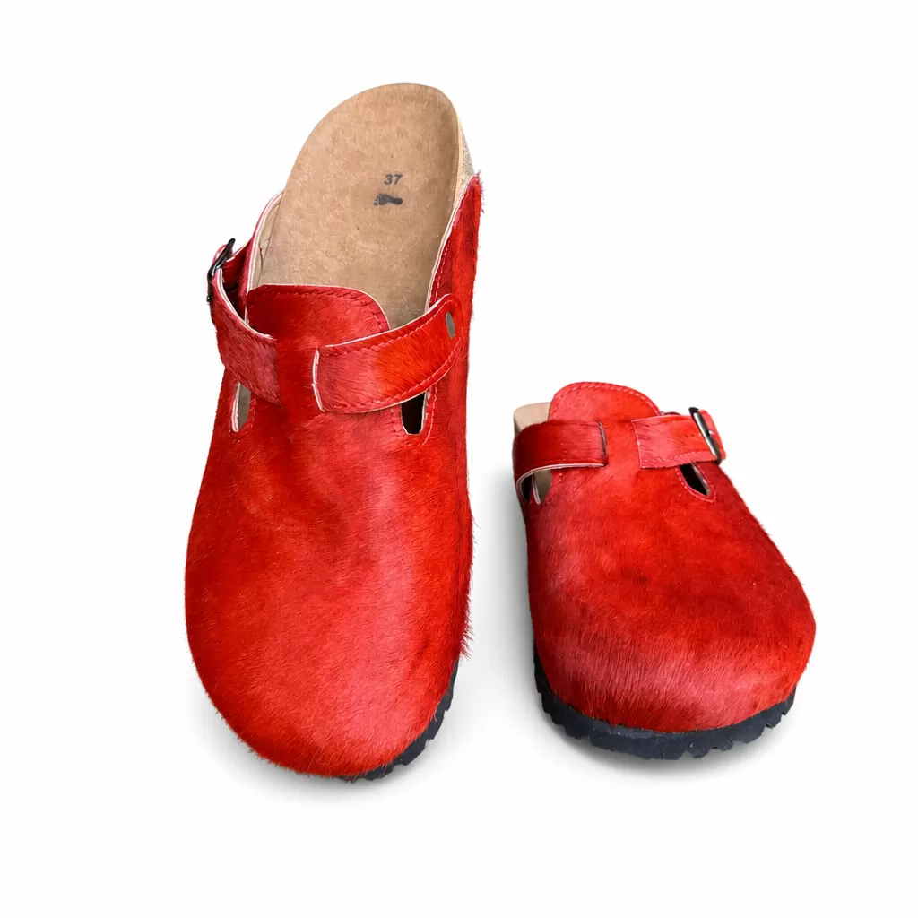 Women's sandals in leather and pony hair ARDEN-99, red, photo 5