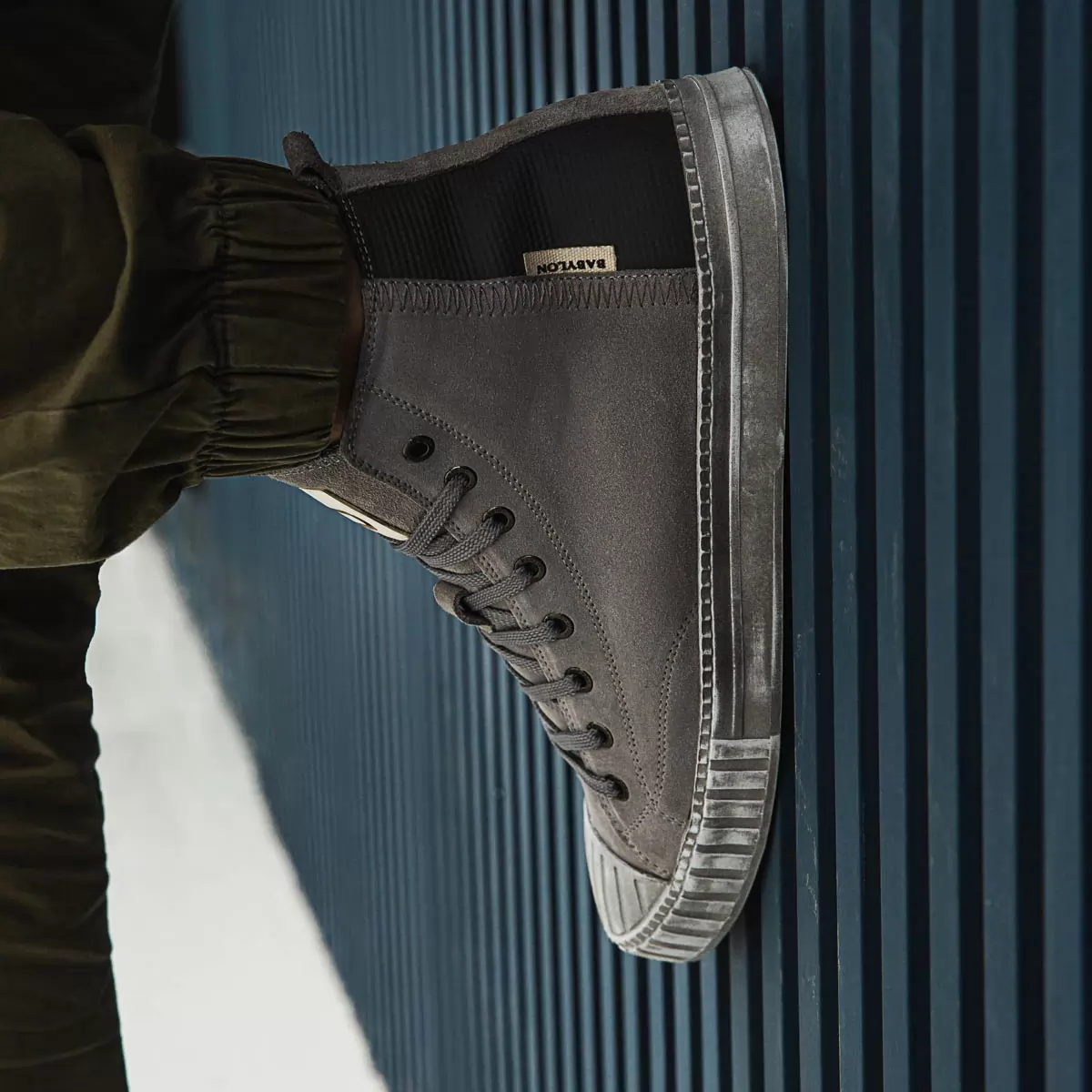 Men's high-top sneakers in leather and nubuck Michigan-12, grey, photo 3