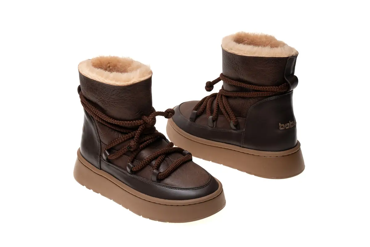 Babylon UG-1-44 women's boots in dark brown leather with sheepskin lining