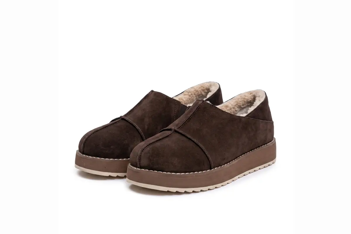 Babylon MARY-84 nubuck slip-ons lined with natural fur