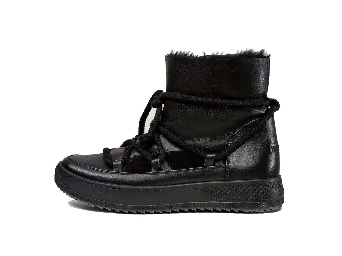 Babylon UGM-1-11 men's black leather boots with sheepskin lining